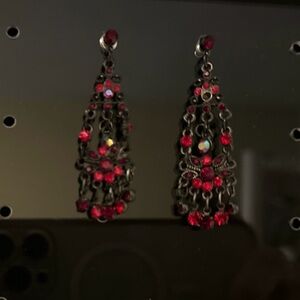 Elegant Red Chandelier Earrings